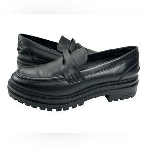 Reiss Women's Adele Leather Chunky Cleated Loafers Black